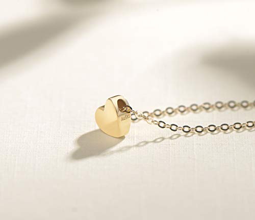 Carleen Solid Real 14K Yellow Gold Tiny Dot 6mm Round Small Cute Simple Heart Necklace Pendant Minimalist Dainty Everyday Fine Jewelry for Women, 16+2 Extender Gold Chain4