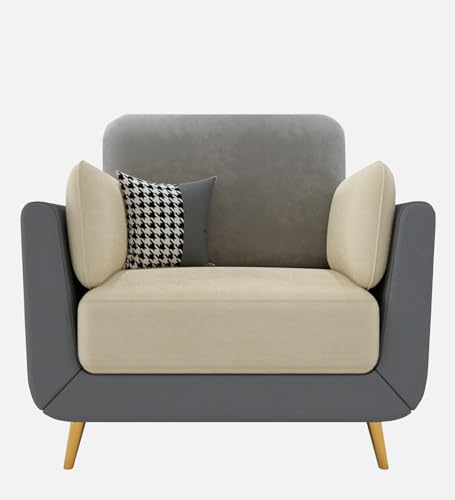 Image of Velvet Contemperory Sofa Couch with Cushion Chaise Lounge Sectional Perfect for Living Room & Bedroom Guests Home & Office (One Seater Sofa Grey & Beige)
