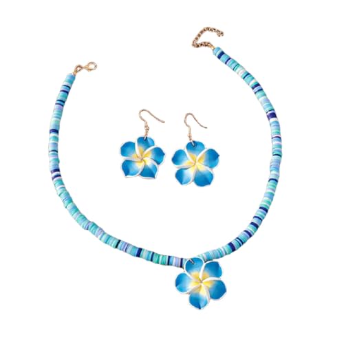 MMIUAEG Hawaiian Flowers Earrings Necklaces Set Bohemian Flower Dangle Earrings for Women Beach Holiday Summer Jewelry Accessories (Color C)