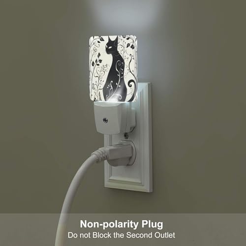 Image of Led Night Light, Black Cat Decorative Plug in Nightlights,with Smart Auto Dusk to Dawn Night Light for Bedroom, Kitchen, Nursery, Bathroom