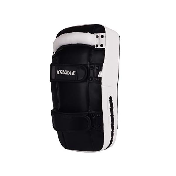 Kruzak-Muay-Thai-Kick-Pad-for-Training-Kicking-Strike-Shield-for-Kickboxing-Martial-Arts-Sparring-Taekwondo-Muay-Thai-MMA-Karate-and-Combat-Sports-Sold-as-Single Kruzak Muay Thai Kick Pad for Training, Kicking Strike Shield for Kickboxing Martial Arts Sparring Taekwondo Muay Thai MMA Karate and Combat Sports (Black/White, Single Pack)