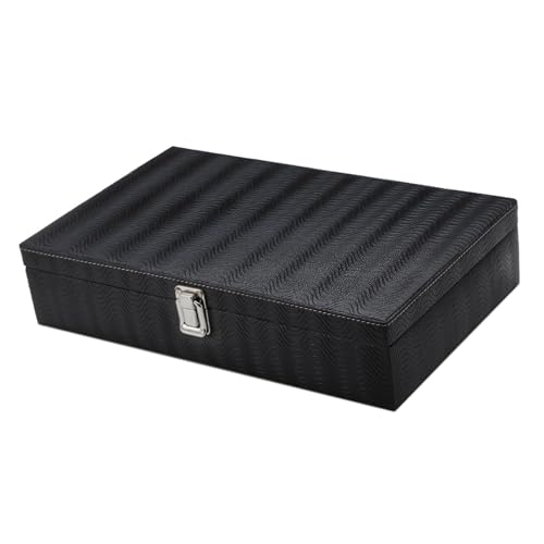 Image of 12 Slot Watch Box Organizer for Men & Women | Premium PU Leather Watch Storage Case with Inner Lid Pocket | Royal Black & Cream Watch Holder for 12 Watches