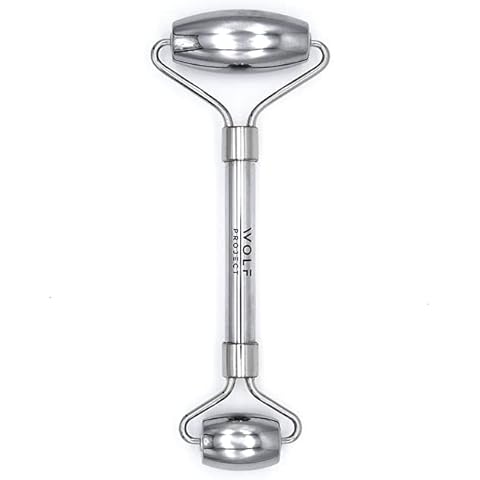 Wolf Project Stainless Steel Face Roller - Helps Reduce Face Puffiness, Massage Face, Neck and Eyes Cover