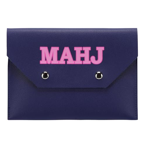 Porta Cartas Mahjong de Cuero Vegano Azul 20.5x14.8cm miniatura 1