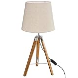 Tamaño: diámetro 28 cm. Altura: 58 cm. Pantalla: D. 19 x diámetro 26 cm. Altura: 20,7 cm. Pie: H. 40 cm. Material: lino, bambú, cobre, PVC y hierro. Alimentación: corriente. Potencia máxima: 40 W. Casquillo: E27.