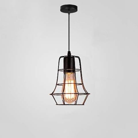 TOUF Creative Retro Ceiling Lights Rustic Pendant Lighting Cage Vintage Industrial Hanging Ceiling Lamp Adjustable Loft E27 Edison Iron Metal Suspension Light Fixture for Cafe Bar (Color : H) Cover