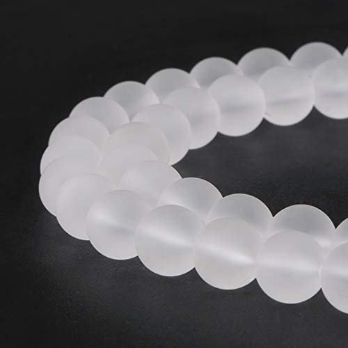 BRCbeads Matte Clear Crystal Gemstone Loose Beads Natural Round 8mm Crystal Energy Stone Healing Power for Jewelry Making