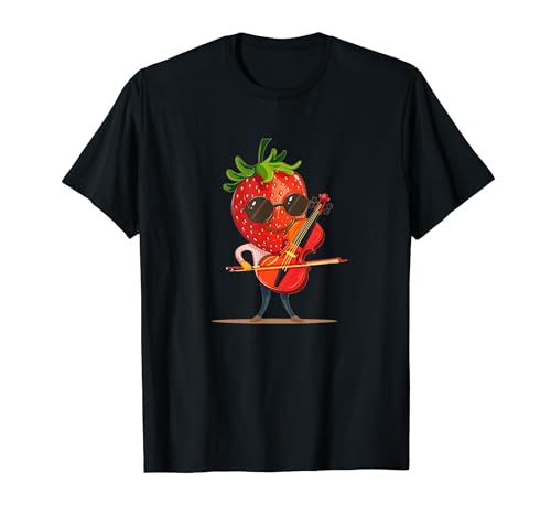 Gafas de sol divertidas fresas con violín para amantes de las frutas Camiseta
