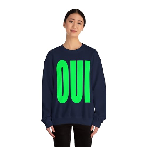 Neon OUI French Statement Sweatshirt – Bright Graphic Crewneck Pullover for Women & Men, Trendy Casual Streetwear4