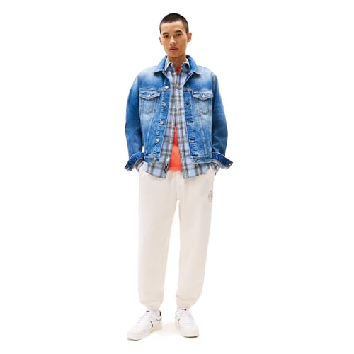 Image of Tommy Jeans Men's Lightweight Denim Trucker Jacket With Embroidered Logo