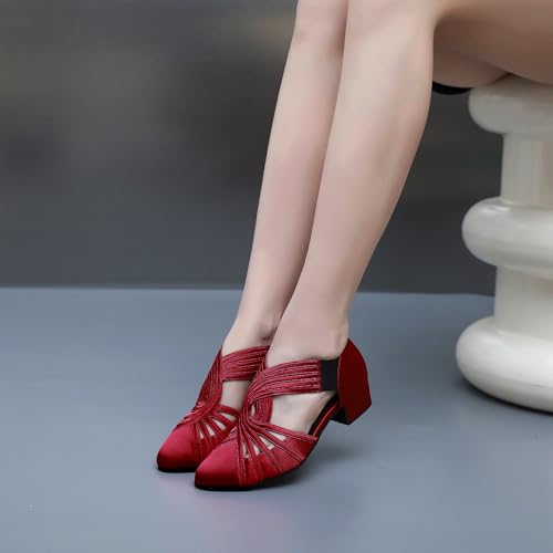 Image of Women Swing Latin Ballroom Salsa Dance Shoes (Closed Toe, Suede Sole) YT12