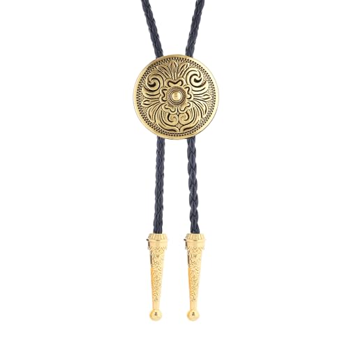 Image of GelConnie Floral Bolo Tie for Men Womens Bolo Tie Necklace Native American Black Men's Bolo Ties Western Cowboy Bolero Ties