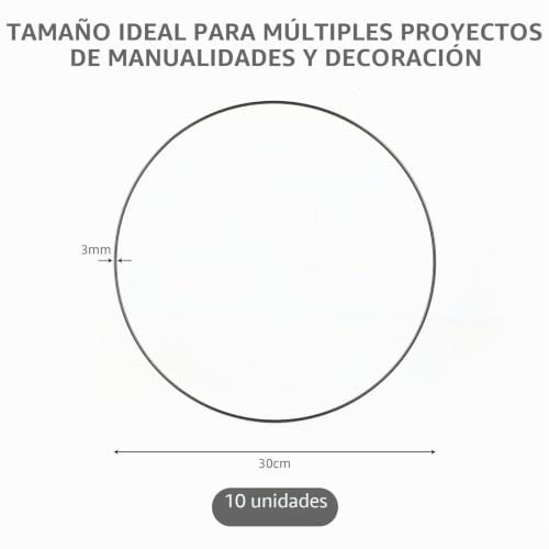 Miniatura 2 de Windfromort 10 Piezas Aros De Metal Negro - 30 Cm - Anillo Para Diy, Aros Decorativos Para Colgar - Aros Decorativos Para Colgar Para Atrapasueños, Corona De Boda, Diámetro Del Alambre 3mm