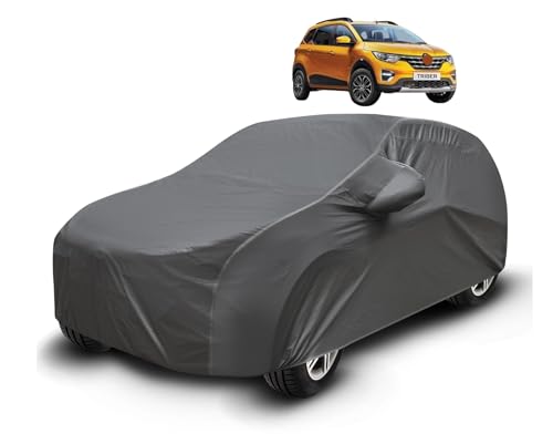 Image of Auto Hub Waterproof Car Cover Compatible with Triber with Mirror Pockets, Soft Cotton Lining, Triber Car Cover Waterproof, Grey