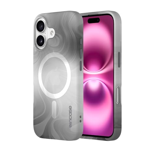 Incase Halo Case for iPhone 16 Hydro Dip MagSafe Compatible Apple iPhone Case 10 Ft Drop Protection, Protective Cover with Lanyard Loop, Sleek Design (Oil Slick Smoke, iPhone 16)
