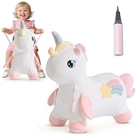 FUNLIO Einhorn Hüpftier, Regenbogen-Feen Hüpfpferd für Kleinkinder von 18 Monaten bis 5 Jahren, Aufblasbares Einhorn zum Reiten, Abziehbarer Bezug & Waschmaschinengeeignet, CPC Zertifiziert