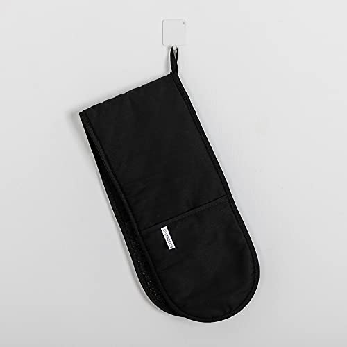 Qfunaccess 7.5 X 32 Inches Heat Resistance Double Oven Mitt With Flexibility Cotton, Up To 450 F Heat Resistant (Black) #TOP4