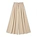 Womens Wide Leg Palazzo Pants Fashion Button Elastic Waist Pants Summer Flowy Travel Beach Trousers with Pockets Beige