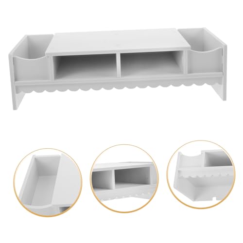 Étagère de bureau compacte et support moniteur créatif blanc de rangement