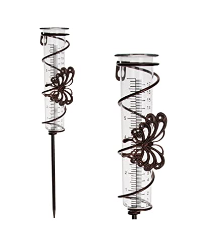Mateda Decorative 7" Capacity Rain Gauge With Metal Stake For Fence, Yard And Garden (Butterfly) #TOP10