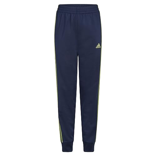 adidas Boys' Big Iconic Tricot Jogger Pants, Collegiate Navy with Tech Olive, Large