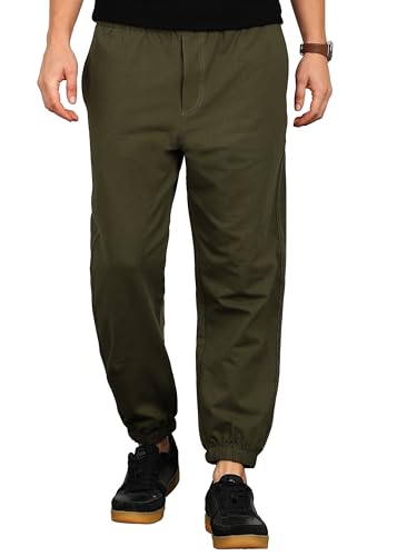 Image of Alan Jones Clothing Mens Washed Jersey Cotton Joggers Pants | Soft Stretch Cotton | Ankle Length with Elastic Hems