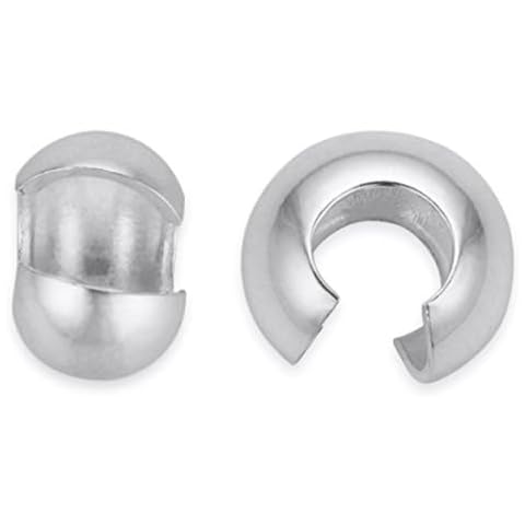 20pcs Adabele Authentic 925 Sterling Silver 4mm (0.16 Inch) Crimp Bead Knot Cover Loose Beads Hypoallergenic Nickel Free for Jewelry Making SS227-4 Cover