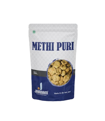 Jainam Food Methi Puri (250g) | Crispy Namkeen | Tea Time Snack | Famous Gujarati Ready to Eat