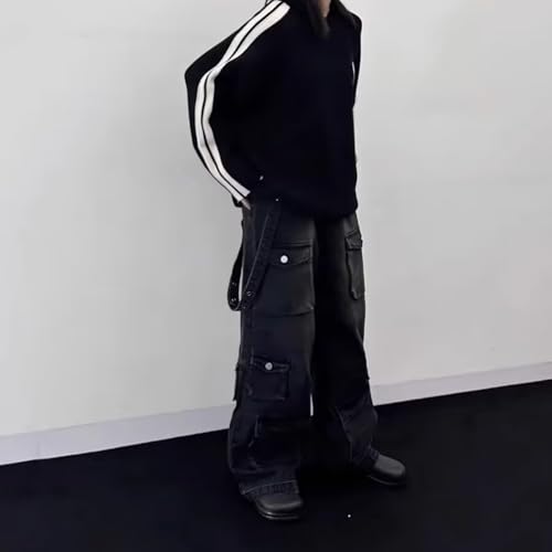 Men’s Baggy Cargo Pants Grunge Clothes Wide Leg Jeans Y2k Hip Hop High Waisted Pants Casual Streetwear4