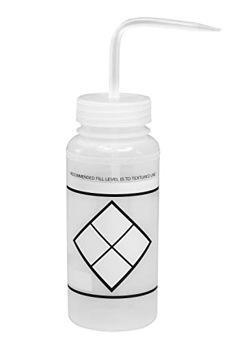 SP Bel-Art Safety-Labeled 2-Color LYOB Wide-Mouth Wash Bottles; 500ml (16oz), Polyethylene w/Natural Polypropylene Cap (Pack of 6) (F11646-0638)