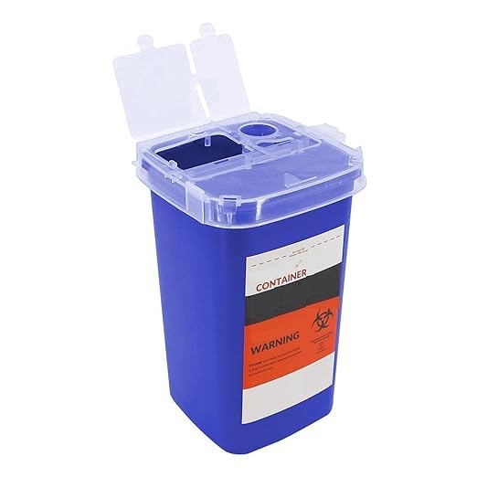 Bio-Medical Sharps Container, Puncture Proof Box, 1.2 Liter Capacity