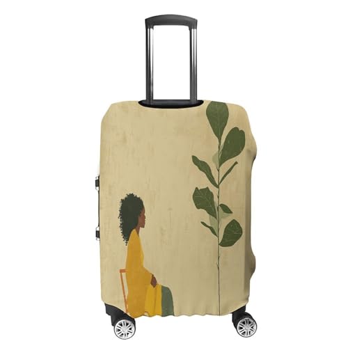 Potted Plant And Woman Travel Luggage Cover Washable Anti-scratch Suitcase Protector Dustproof Protective Cover Case for Wheeled Luggage Fits 19-32 Inch Luggage4