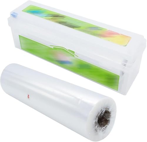 GEBYUI 家庭用・業務用対応 スライド式ラップカッター付き食品フィルムディスペンサー ホイルカッター一体型ケース 再利用可能なペーパー収納オーガナイザー 多機能キッチンツール