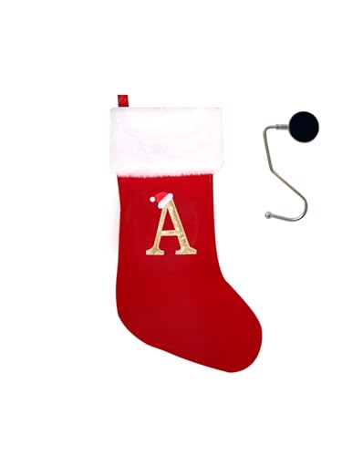 infleesh 20 Inches Monogrammed Christmas Stockings with Letters,Super Soft Christmas Stockings Large Monogram Stockings Red Letter Stockings for Christmas Holiday Xmas Gift…