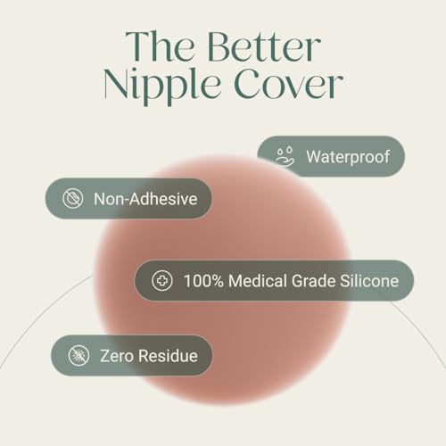 Image of Miola Nipple Covers for Women - Non-Adhesive, Reusable, Silicone, 60+ Wears | Medical Grade, Hypoallergenic, Body-Heat Grip, No Residue, Invisible, Waterproof, A-D+ Fit, 3 Shades, Travel Pouch Included