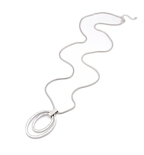 NVENF Long Sweater Chain Double Circle Pendant Necklace Bold Snake Chain Women Statement Necklace3