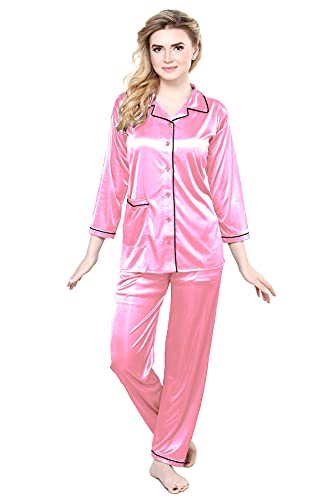 TIGYWIGY Women's Satin Plain/Solid Top and Pyjama Set Pack of 1