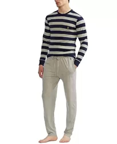POLO RALPH LAUREN Men's Striped Long-Sleeve Sleep/Navy/Andover Heather/T-Shirt (X-Large)