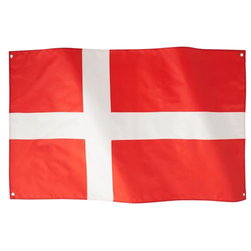 Runesol Danimarca Bandiera 3x5, 91x152cm, Danmark Dannebrog 4 Occhielli, Danimarca Banner, Bandiere Premium, Impermeabile, Interno, Esterno