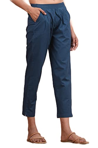 Image of Women's Cotton Ankle Fit Trouser Pants for Women & Girls | Women Regular Fit with Two Pocket Trouser for Office School Formal Casual Daily Use