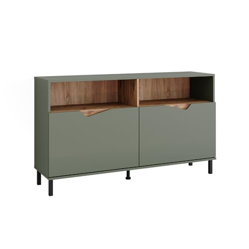 Vicco Aparador Marelle, Verde/Artesano, 140 x 81.3 cm con 2 Puertas
