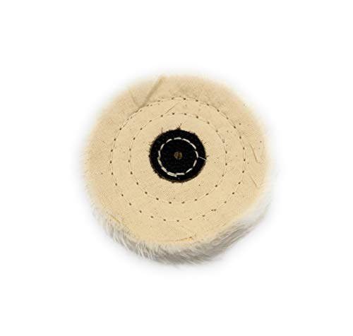 Image of Aone Polishing White Muslin Cloth Buff 4 inchx50 Folds 2pcs Stitched Buffing Wheel with Leather Hub to Polish & Buff Gold, Silver & Other Metals for Jewellery, Watchmaking, Hobby Craft for Bench Grinder
