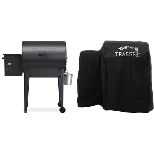 Bundle of Traeger Grills TFB30KLF Tailgater 20 Portable Electric Wood Pellet Grill and Smoker + Traeger Grills BAC374 Full-Length Grill Cover Grill Accessory - Tailgater