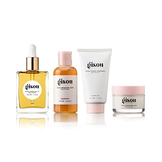 Gisou Honey Infused Haircare Set —Hair Oil Travel Size (1.7 fl oz), Hair Wash Mini (2.5 fl oz), Conditioner Mini (1.7 fl oz) & Hair Mask Mini (0.8 fl oz) For Nourished, Healthy Hair
