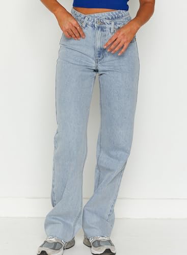 Astylish Womens Baggy Jeans Wide Leg Straight Trousers Crossover Waisted Stretchy Boyfriend Y2K Streetwear Pants Cargo Jeans - Image 3