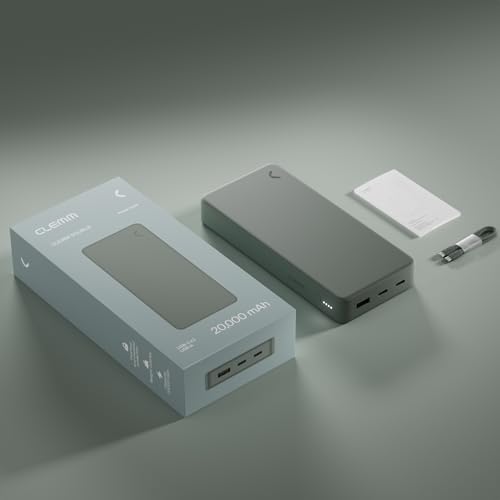Cargador portátil de carga rápida Clemm 20000 mAh batería externa gris universal para smartphones 6