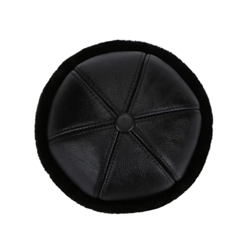 Gorros for mantener el calor con terciopelo grueso y piel auténtica para hombres y mujeres 5