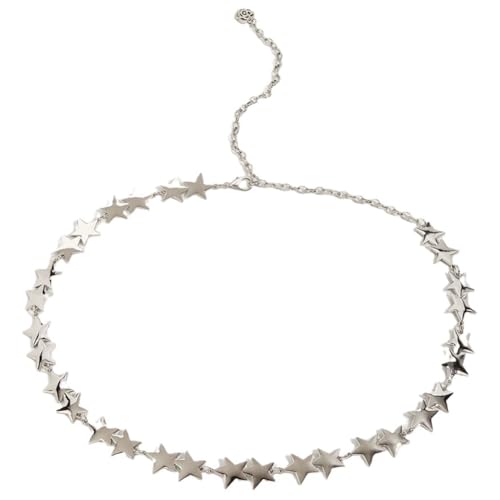 Star Waist Chain Metal Accessory Belt with Dress Cinched Waist Chain Decoration Thin Belt Silver Glossy