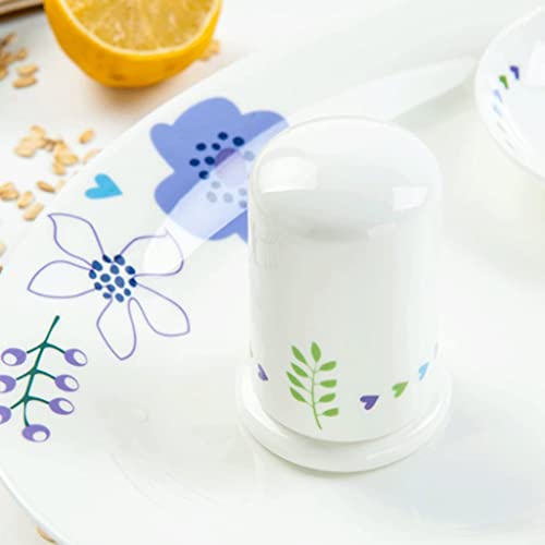 Distributeur cure-dents céramique fleur blanche pour table chic - 7