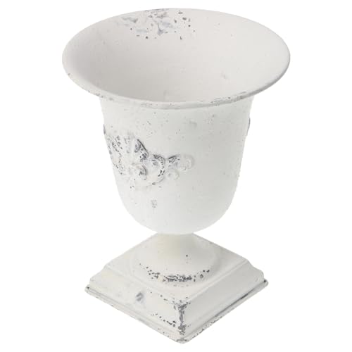 Ciieeo Retro Iron Planter Pot with Pedestal Base, 12-inch Outdoor